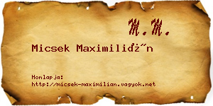 Micsek Maximilián névjegykártya